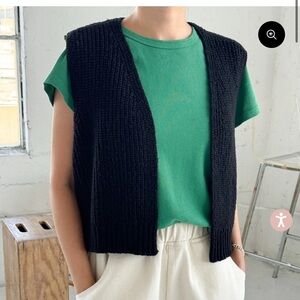 Le Bon Shoppe Granny cotton sweater vest, black. Size XS/S.
